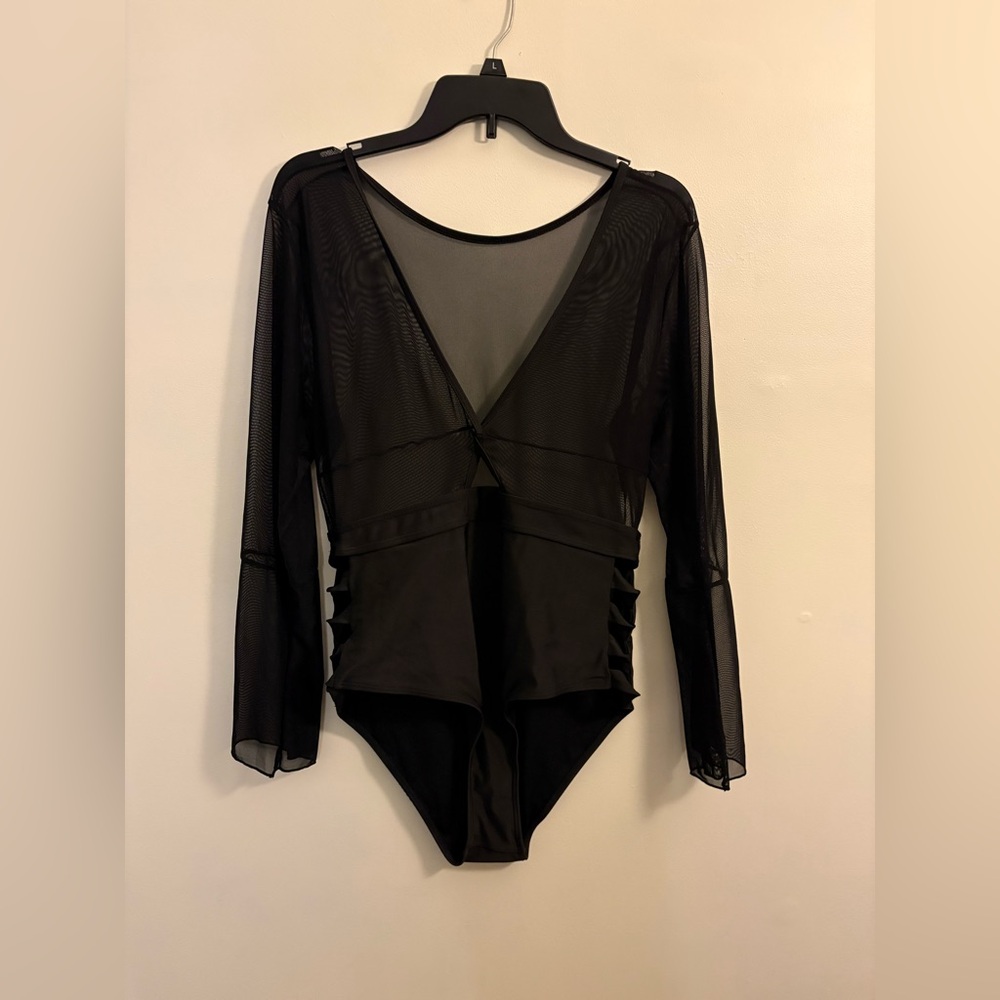 Black Mesh One Piece Swimsuit